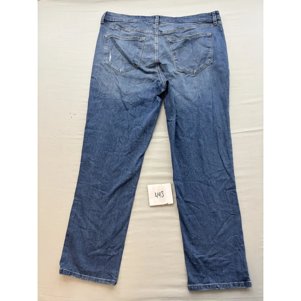 Sonoma Goods For Life Womens 16W Straight Leg Jeans Medium Wash Distressed Blue
